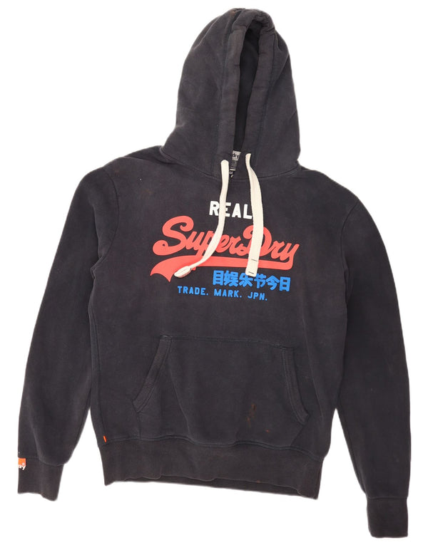 Superdry Mens Graphic Hoodie Jumper Large Navy Blue Cotton
