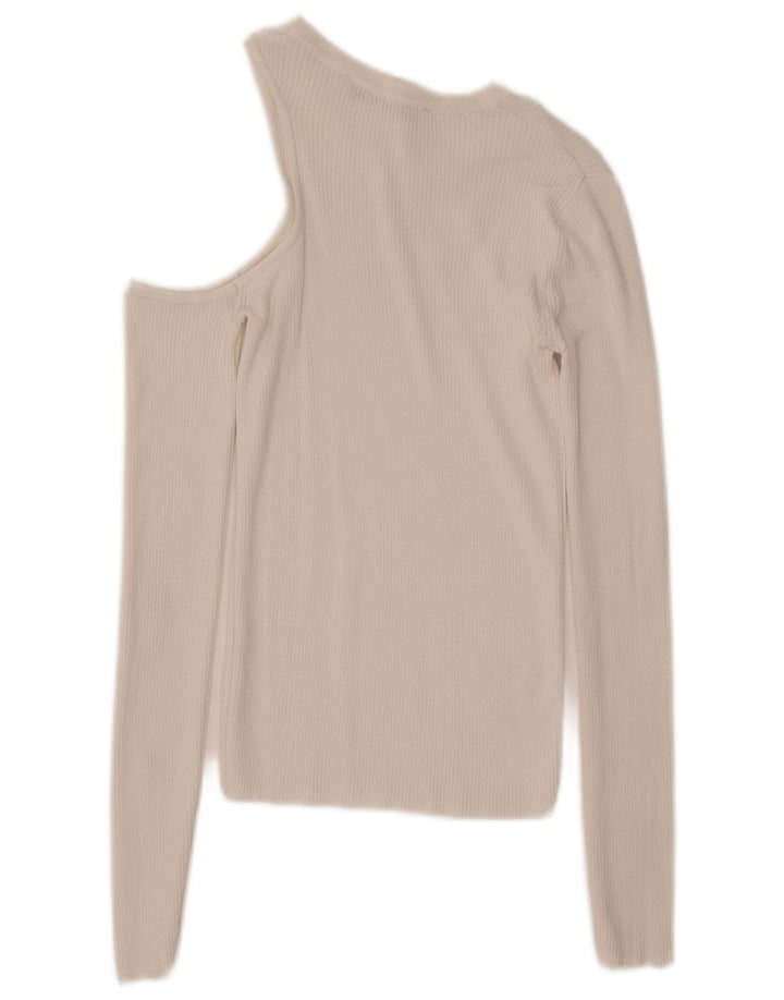 Zara Womens Long Sleeve One Shoulder Top UK 8 Small White