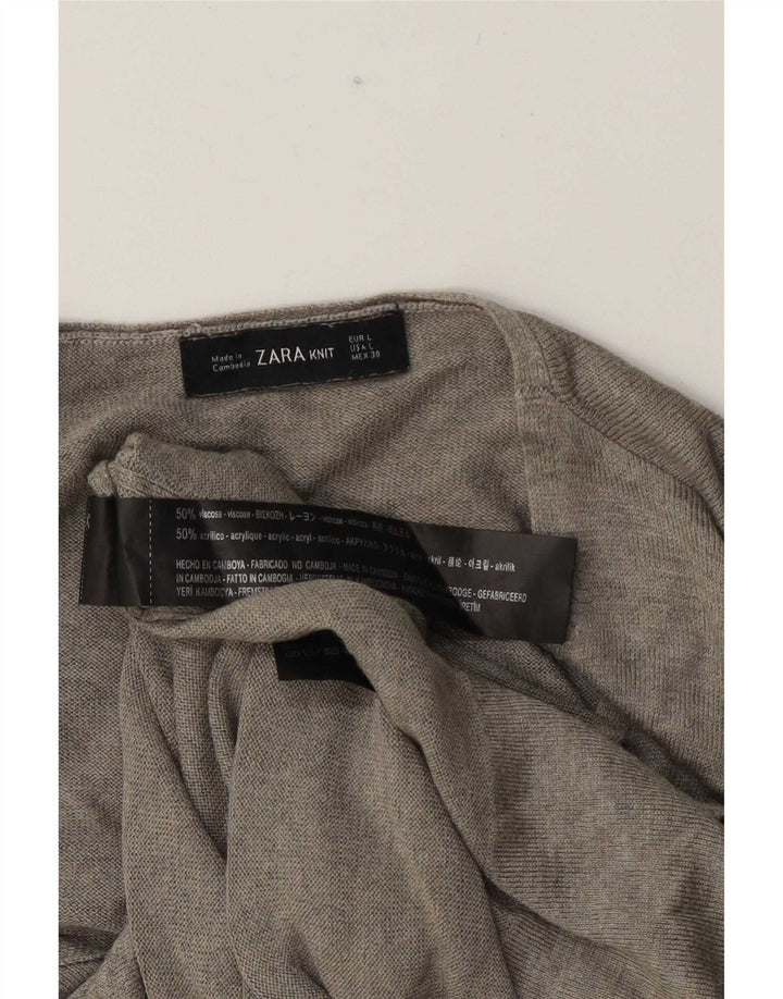 Zara Womens Top Long Sleeve UK 16 Large Grey Viscose