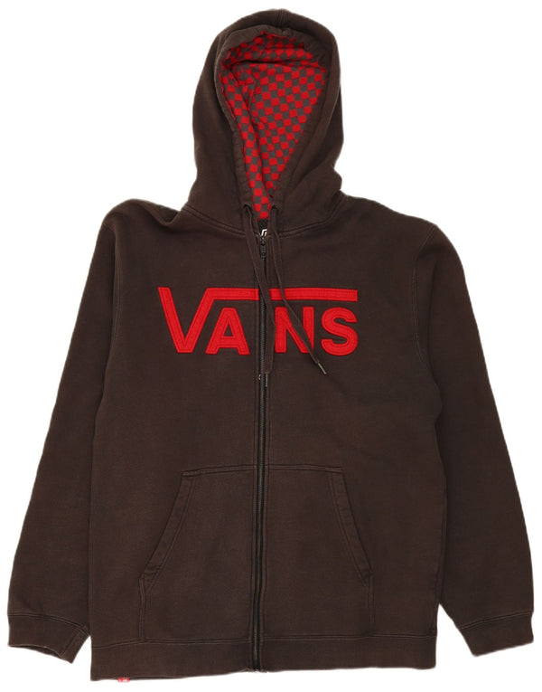 Vans Mens Graphic Zip Hoodie Sweater Large Grey Colourblock Cotton