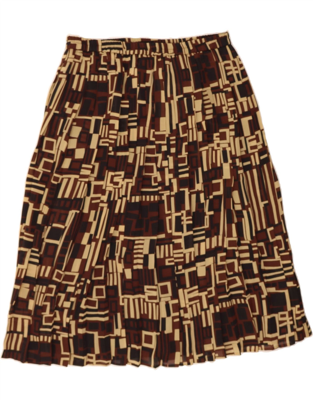 CANDA Womens A-Line Skirt UK 14 Large W32 Brown Geometric Polyester Vintage Canda and Second-Hand Canda from Messina Hembry 