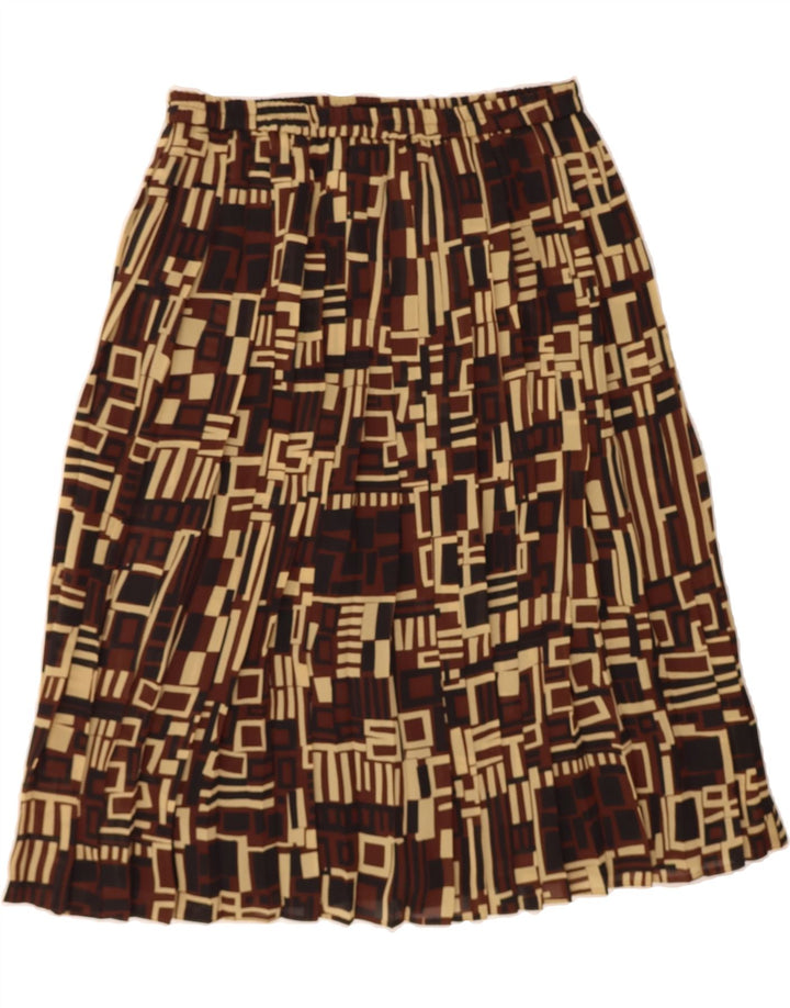 CANDA Womens A-Line Skirt UK 14 Large W32 Brown Geometric Polyester Vintage Canda and Second-Hand Canda from Messina Hembry 