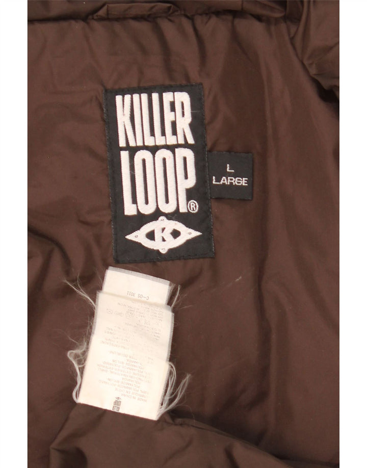 Killer Loop Mens Hooded Padded Coat UK 40 Large Brown Polyamide