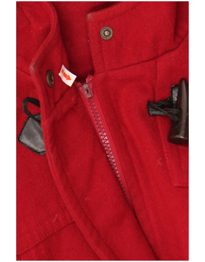 Vintage Womens Hooded Duffle Coat IT 54/56 3XL Red Polyester