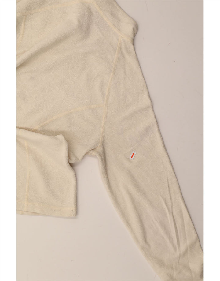 L.L.BEAN Womens Zip Neck Fleece Jumper UK 14 Medium Off White Polyester Vintage L.L.Bean and Second-Hand L.L.Bean from Messina Hembry 