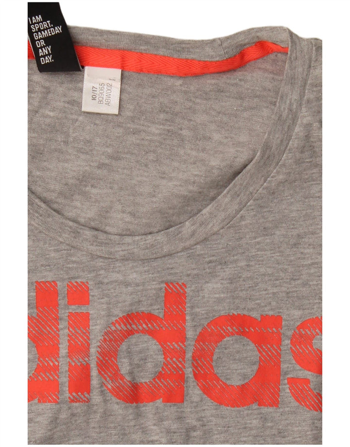 Adidas Womens Graphic T-Shirt Top UK 12 Medium Grey