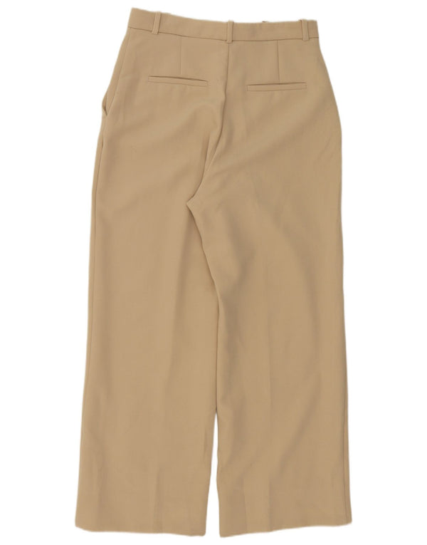 Zara Womens High Waist Wide Leg Chino Trousers Medium W30 L28 Beige