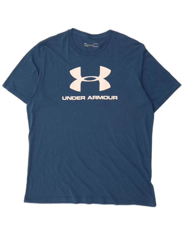 Under Armour Mens Heat Gear Graphic T-Shirt Top Large Blue