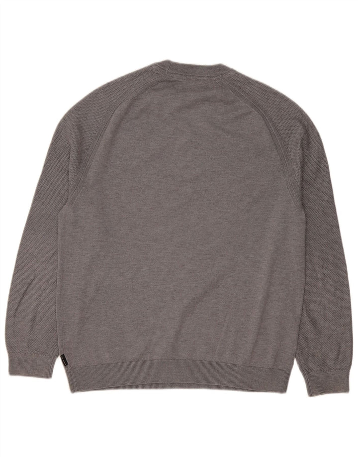 Ted Baker Mens Crew Neck Jumper Sweater Size 4 Large Grey Polyester