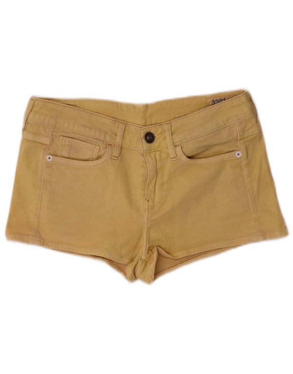 G-Star Womens 3301 Denim Hot Pants W26 Small Yellow Cotton