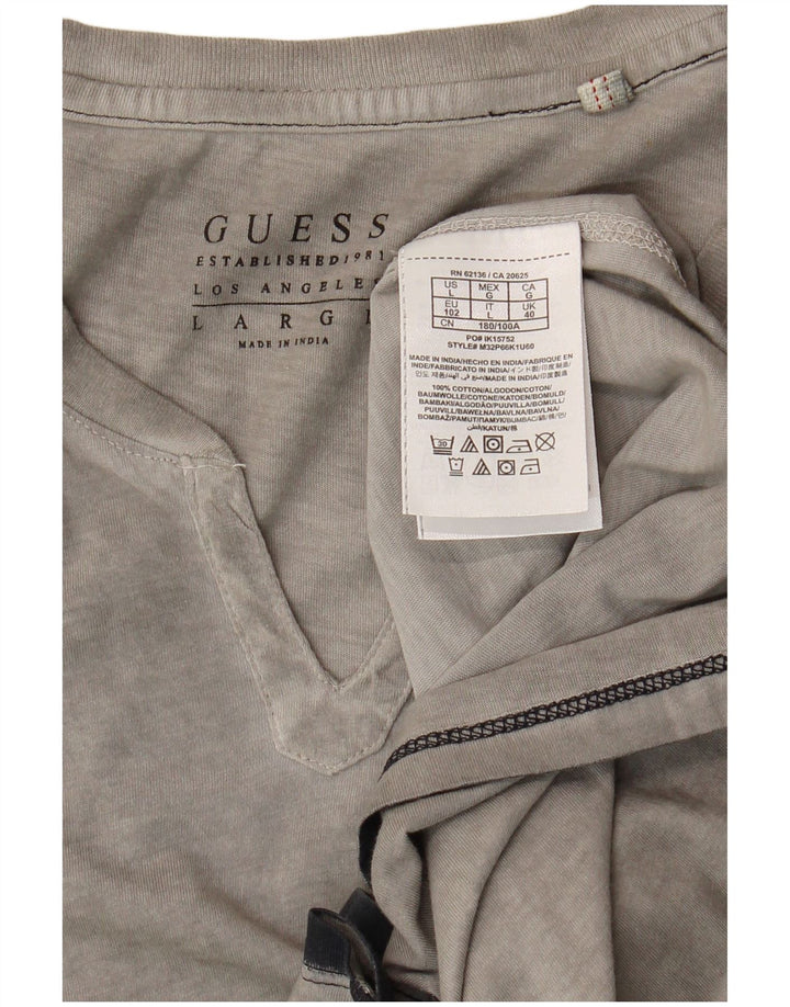 Guess Mens T-Shirt Top Large Grey Cotton