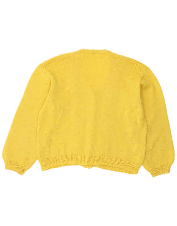 Vintage Womens Crop Cardigan Sweater UK 14 Medium Yellow