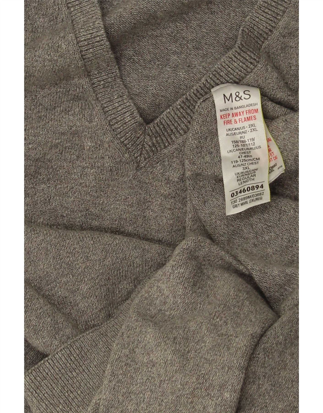 Marks & Spencer Mens Vest Tank Top 2XL Grey Cotton