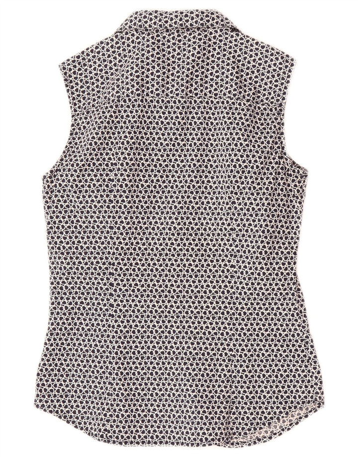 Les Copains Womens Sleeveless Shirt Blouse IT 42 Medium Navy Blue Heart
