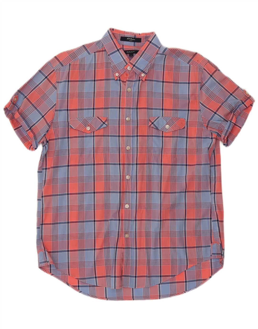 Gant Mens E-Z Fit Short Sleeve Shirt Large Multicoloured Check Cotton