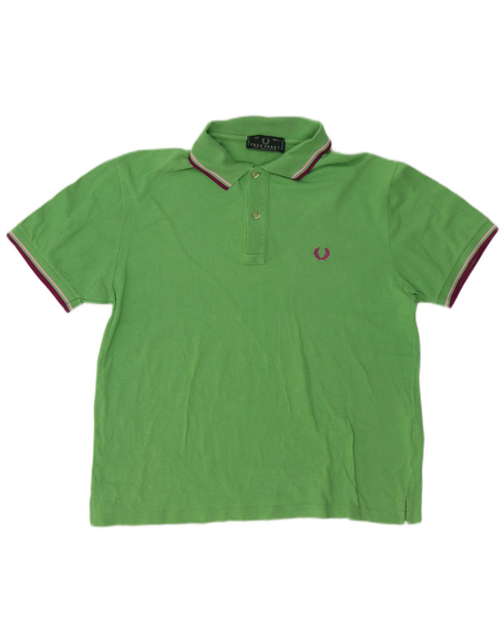 FRED PERRY Mens Polo Shirt Medium Green Cotton