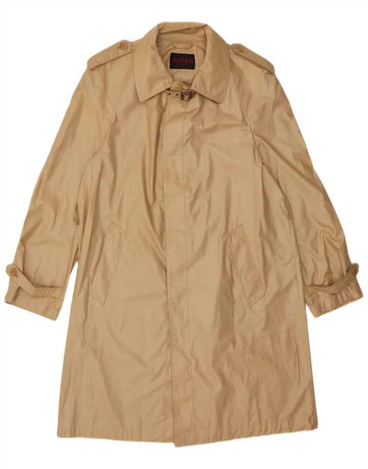 VINTAGE Womens Trench Coat UK 14 Medium Beige Cotton
