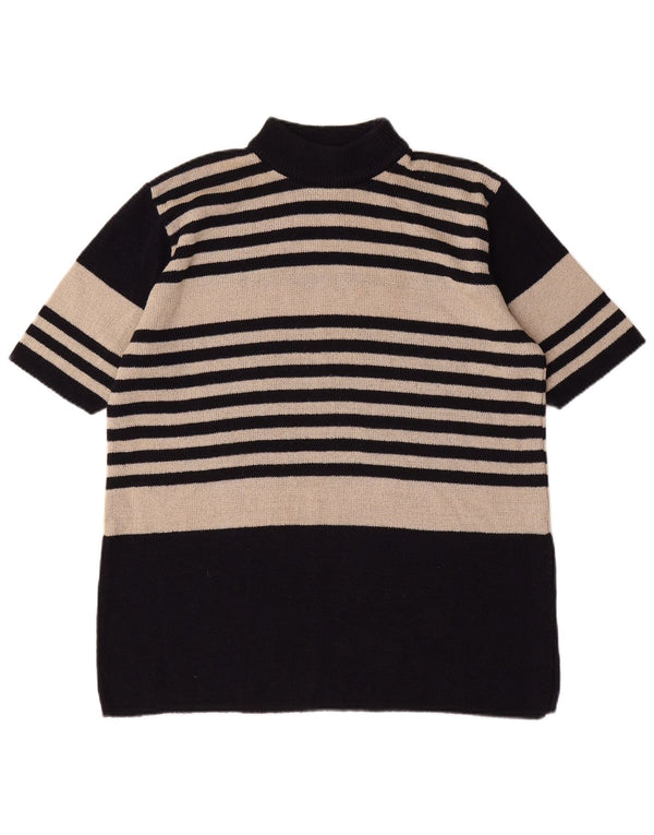 ST. BERNARD Womens Turtle Neck Jumper Sweater UK 14/16 Large Black Striped