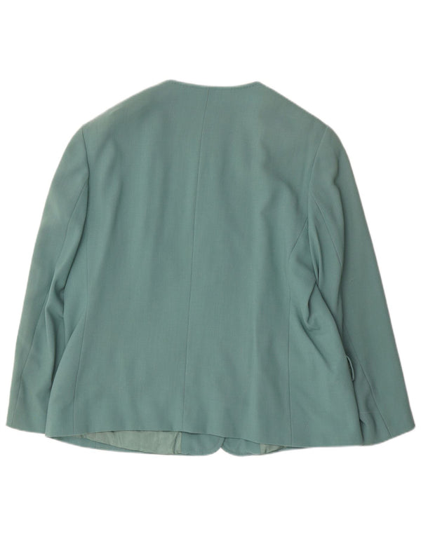 ELENA MIRO Womens 4 Button Blazer Jacket UK 20 2XL Green Virgin Wool