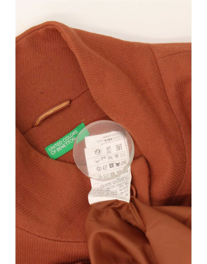 Benetton Womens Overcoat UK 14 Large Brown Polyester