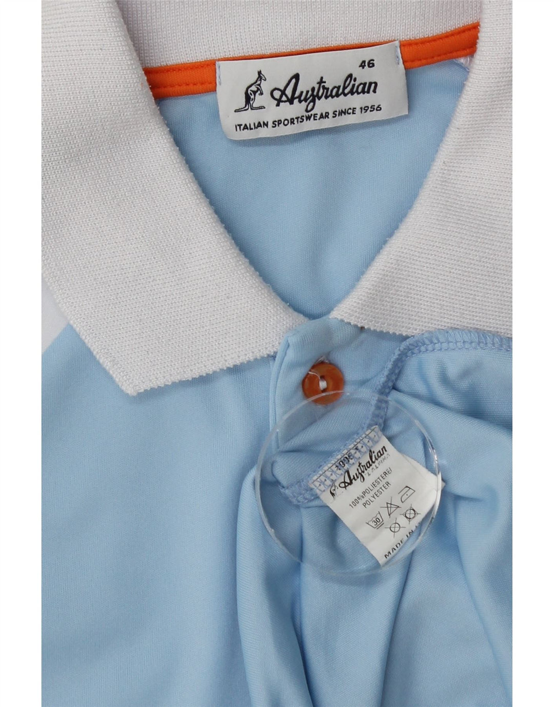 AUSTRALIAN L'ALPINA Mens Polo Shirt IT 46 Small Blue Colourblock Polyester
