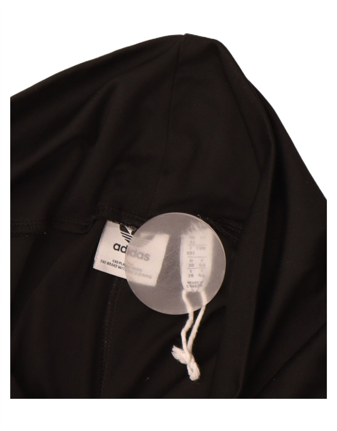 ADIDAS Womens Graphic Leggings UK 12 Medium Black Polyester