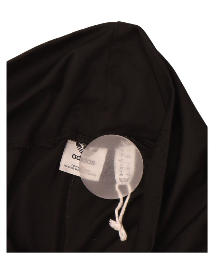 ADIDAS Womens Graphic Leggings UK 12 Medium Black Polyester