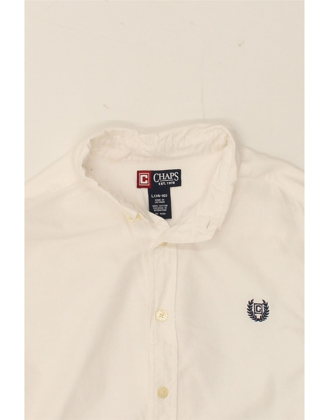 CHAPS Boys Shirt 14-15 Years Large White Cotton Vintage Chaps and Second-Hand Chaps from Messina Hembry 