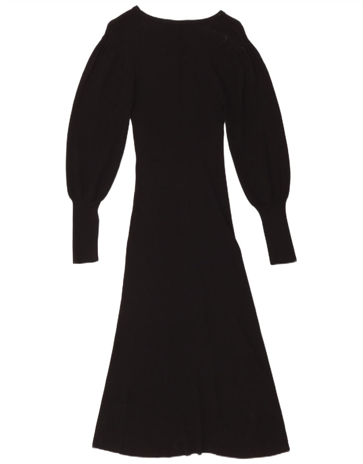 ZARA Womens Long Sleeve Maxi Dress UK 12 Medium Black Viscose
