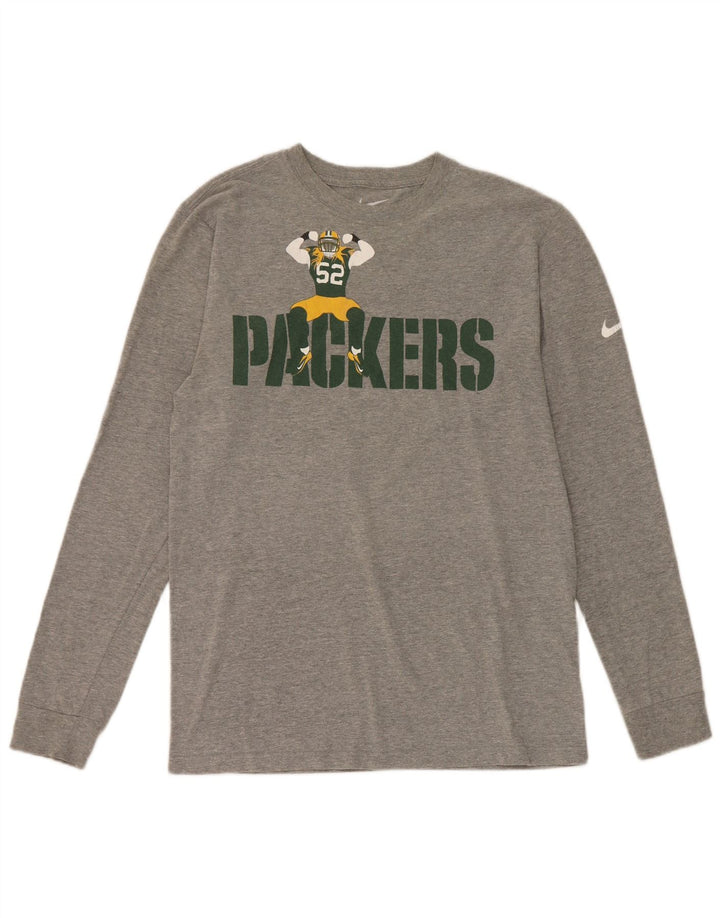 Nike Mens Packers Graphic Top Long Sleeve Small Grey Cotton