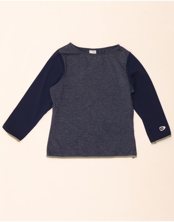 Nike Girls Top 3/4 Sleeve 10-11 Years Medium Navy Blue Colourblock Nylon