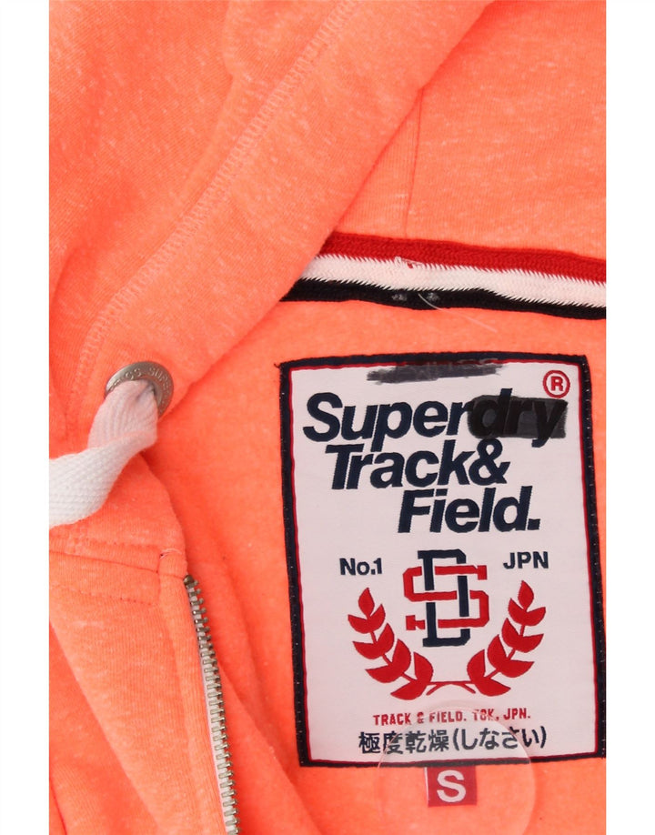 SUPERDRY Womens Graphic Zip Hoodie Sweater UK 10 Small Orange Flecked