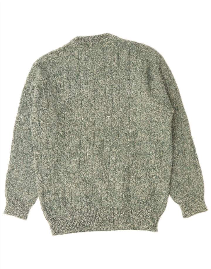 Stefanel Mens Crew Neck Jumper Sweater Small Green Flecked