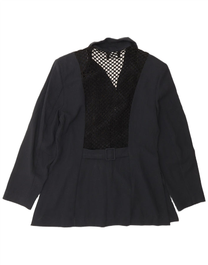 VINTAGE Womens 3 Button Blazer Jacket UK 14 Medium Navy Blue