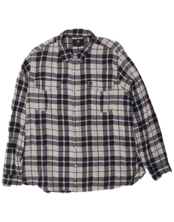 TIMBERLAND Mens Regular Fit Shirt 2XL Navy Blue Check Cotton