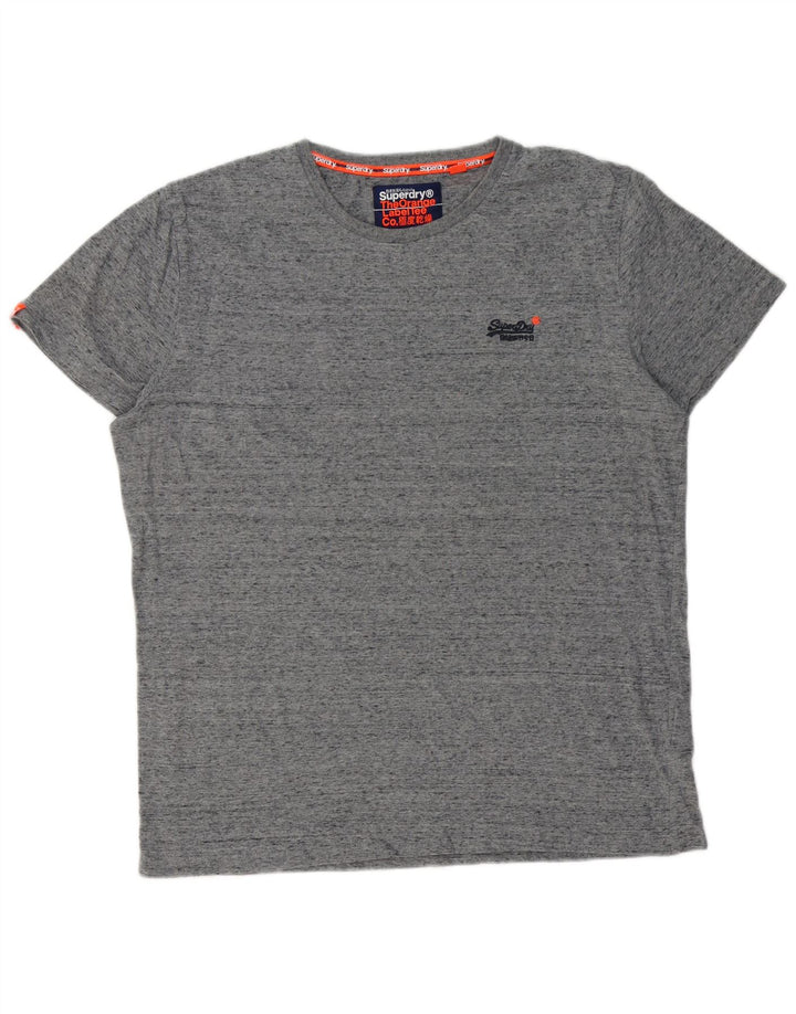 SUPERDRY Mens T-Shirt Top 2XL Grey Flecked Cotton