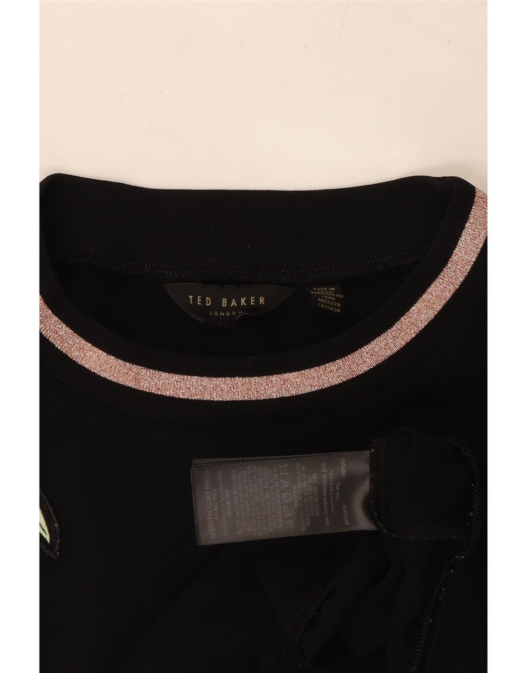 TED BAKER Womens Sweatshirt Jumper UK 14 Medium Black Floral Polyester