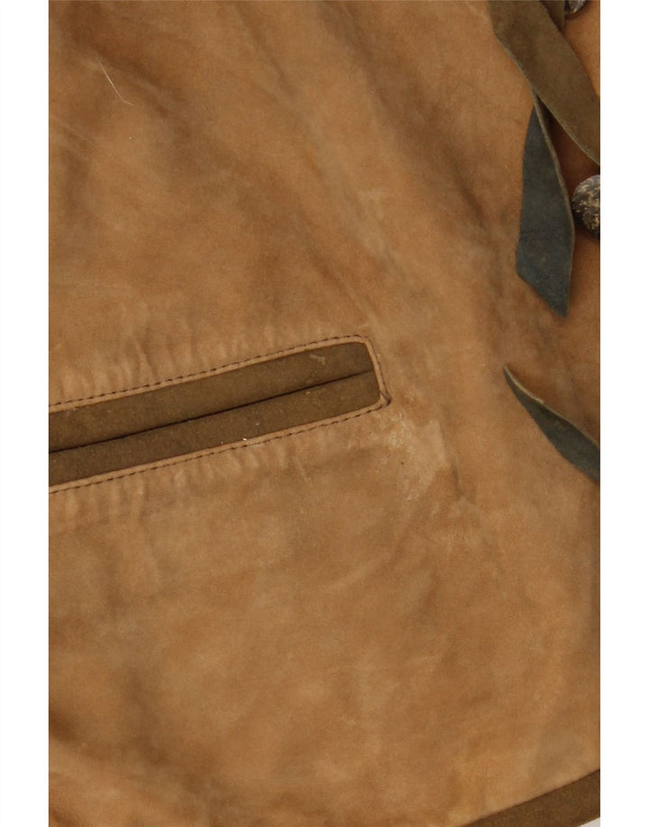 Vintage Womens Trachten Suede Jacket EU 36 Small Beige Leather