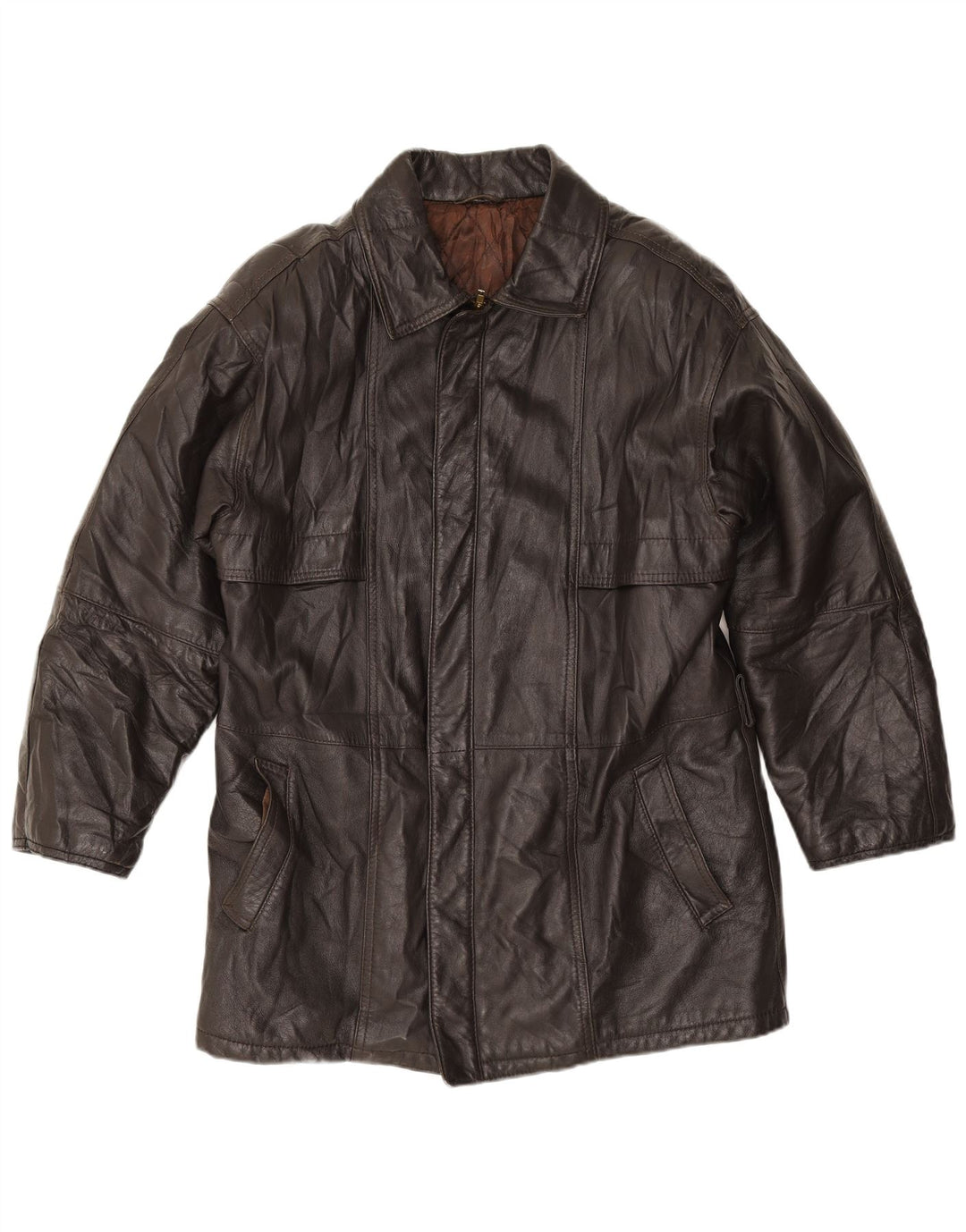 VINTAGE Mens Leather Jacket IT 52 XL Black Leather