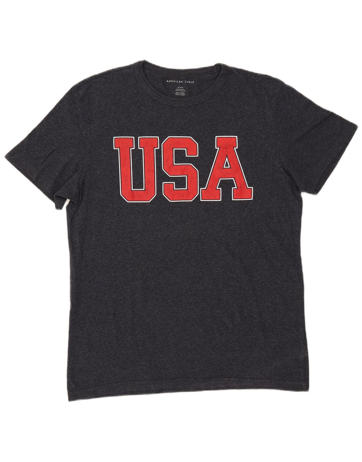 AMERICAN EAGLE Mens Coupe Standard Graphic T-Shirt Top Medium Navy Blue
