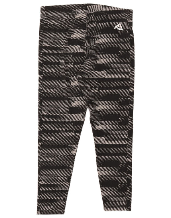 ADIDAS Womens Graphic Leggings UK 16/18 Large  Black Striped Cotton