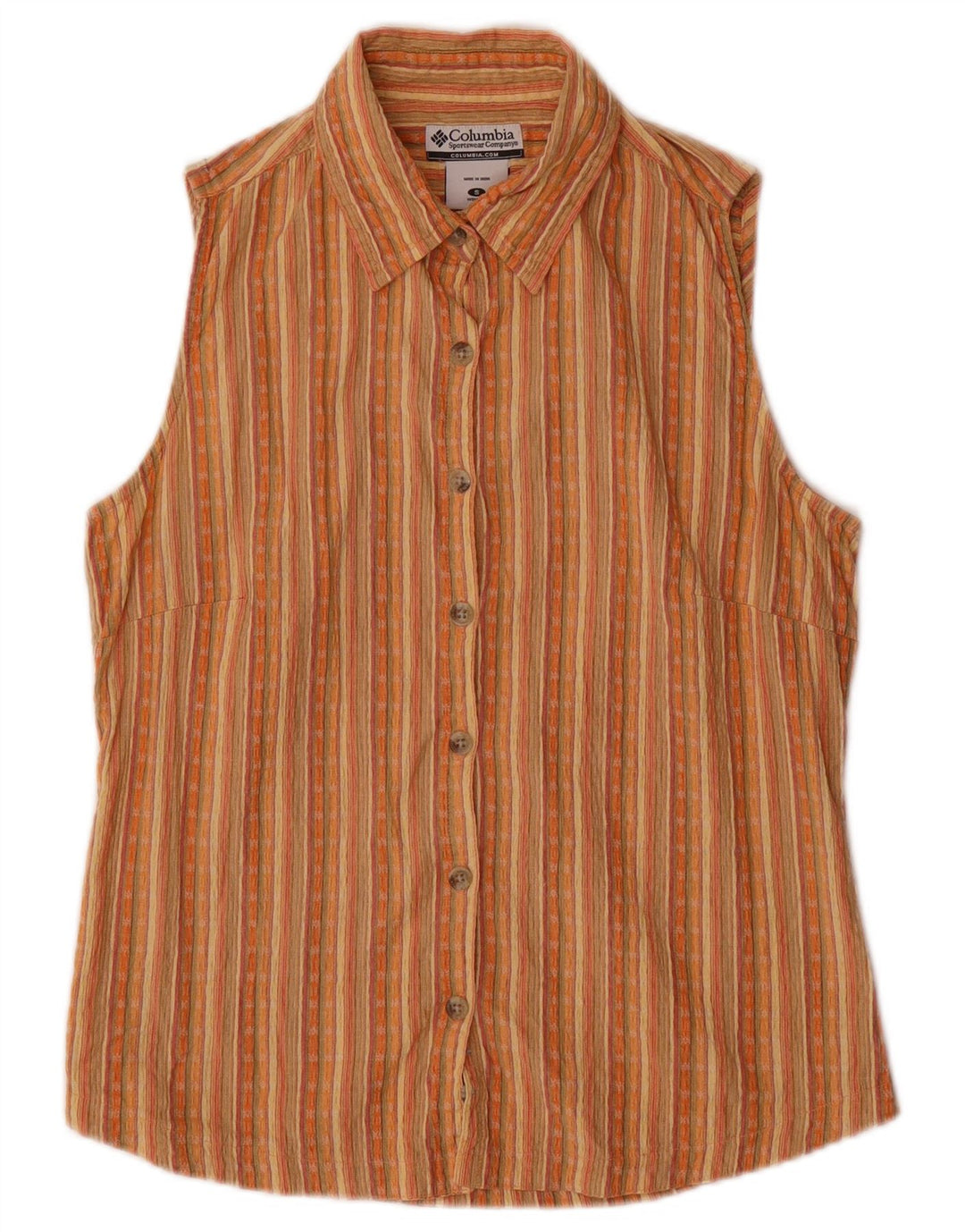 COLUMBIA Womens Sleeveless Shirt Blouse UK 10 Small Multicoloured Striped