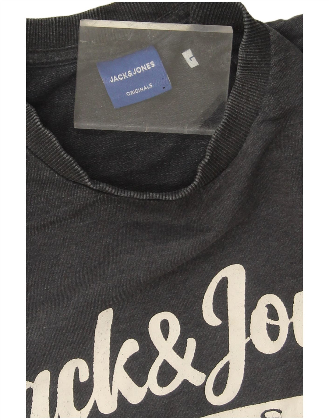Jack & Jones Mens Graphic Sweatshirt Jumper Large Grey Cotton