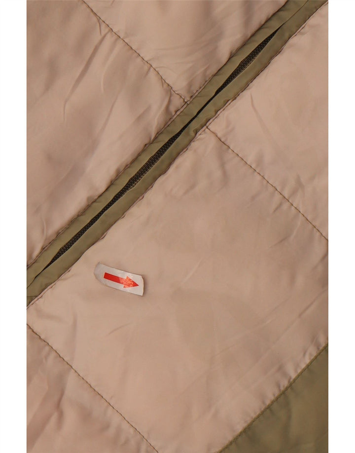 ASICS Womens Padded Gilet UK 14 Medium Khaki Colourblock Polyester