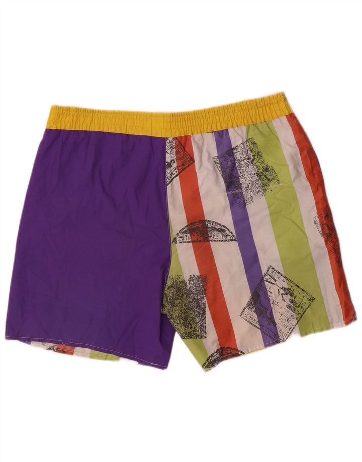 Vintage Mens Graphic Swimming Shorts XL Multicoloured Colourblock Polyester
