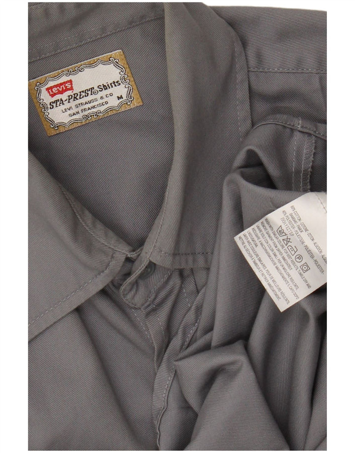 Levi's Mens Sta-Prest Shirt Medium Grey Cotton