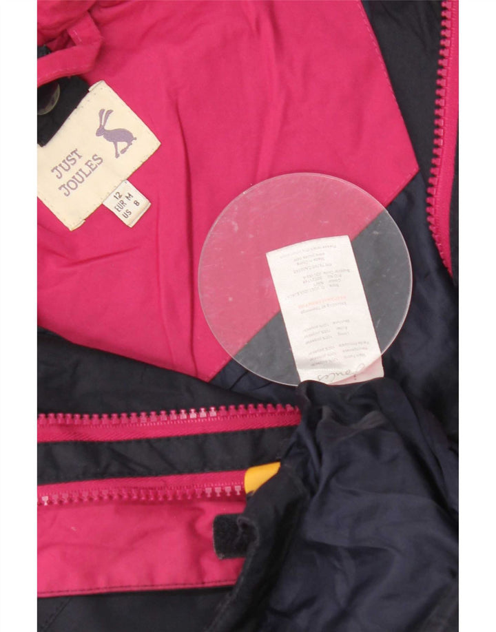 Joules Womens Hooded Rain Jacket UK 12 Medium Navy Blue Polyester