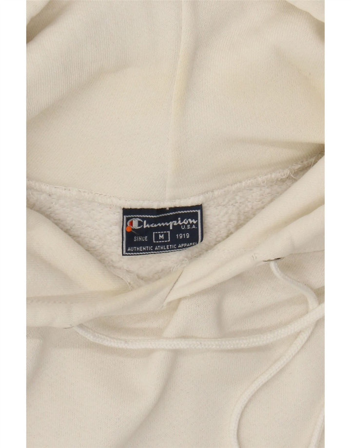 CHAMPION Mens Graphic Hoodie Jumper Medium White Cotton Vintage Champion and Second-Hand Champion from Messina Hembry 