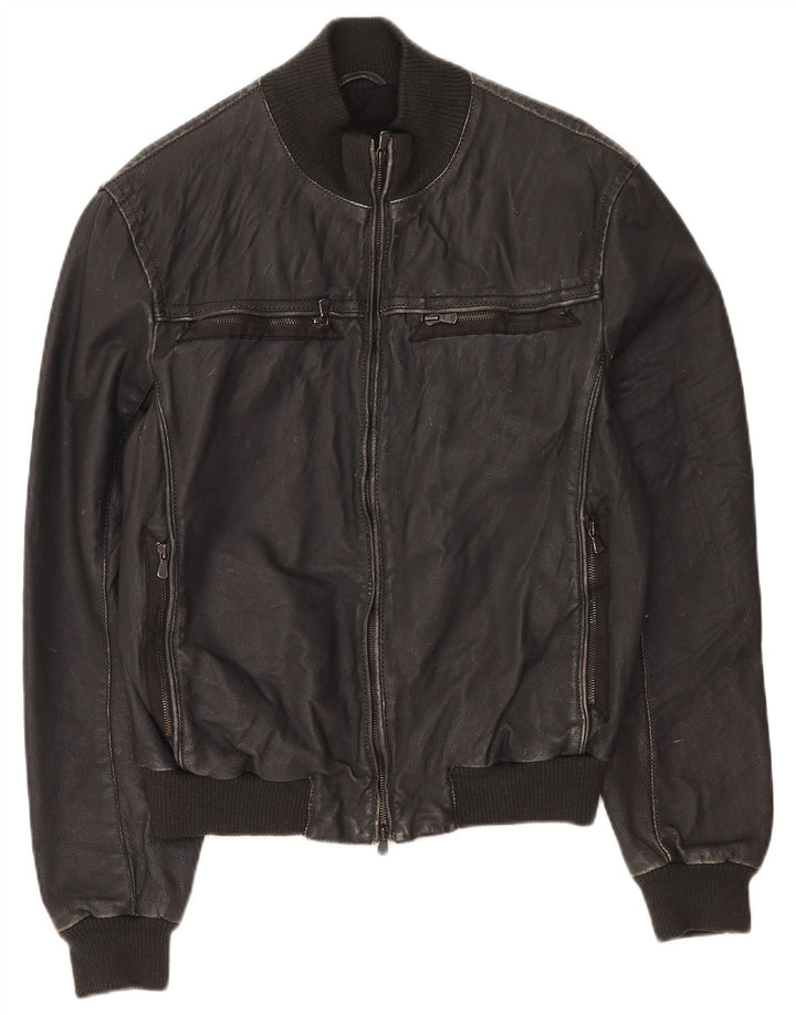 Vintage Mens Leather Jacket IT 50 Large Black Leather