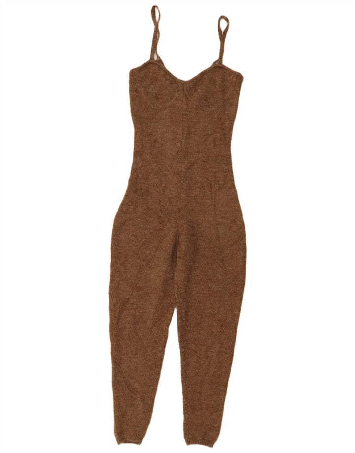 Zara Womens Sleeveless Knit Jumpsuit UK 12 Medium  Brown